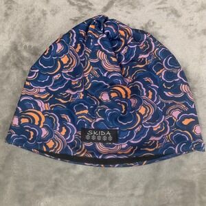Skida Alpine Hat Blue Pink Orange Swirl Fleece Lined Beanie Womens M/L USA Made